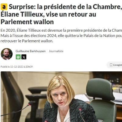 Surprise: la présidente de la Chambre, Éliane Tillieux, vise un retour au Parlement wallon
